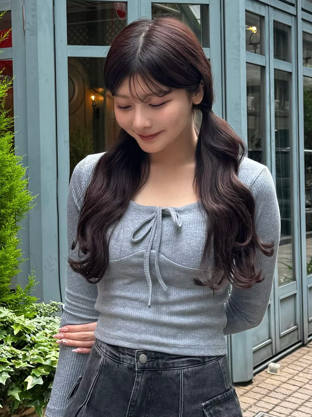 Uネック長袖リボンTシャツ | 詳細画像4