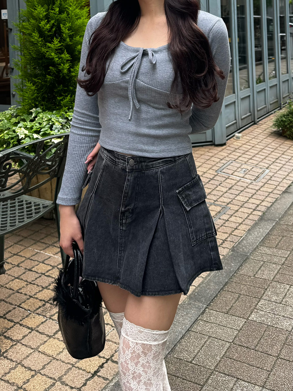 Uネック長袖リボンTシャツ | 詳細画像6