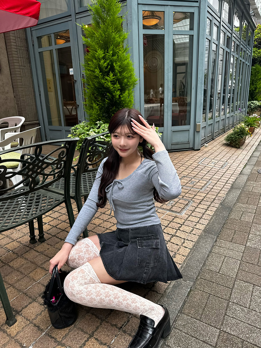Uネック長袖リボンTシャツ | 詳細画像8