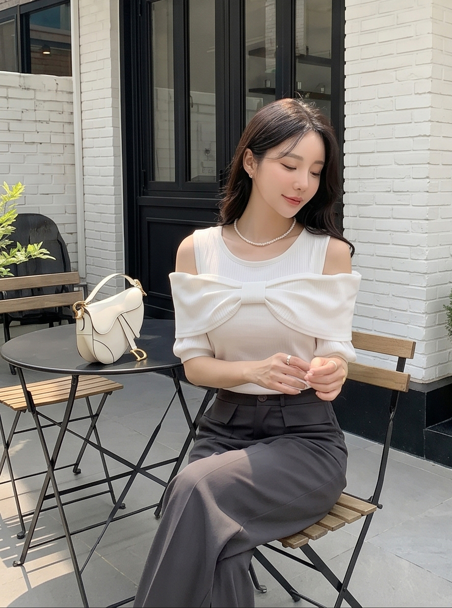 リボンオフショル半袖Tシャツ | DHOLIC | 詳細画像40