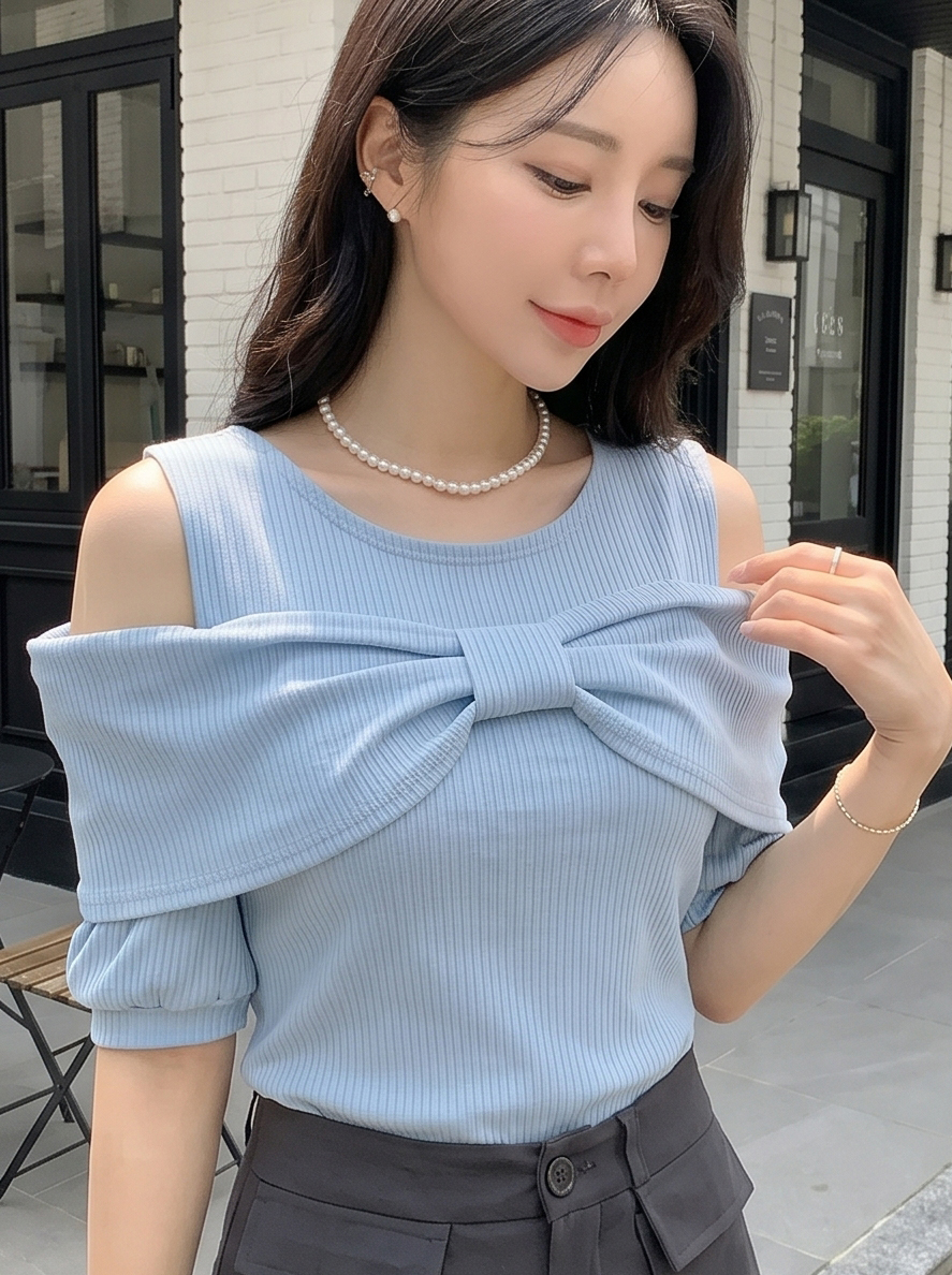 リボンオフショル半袖Tシャツ | DHOLIC | 詳細画像43