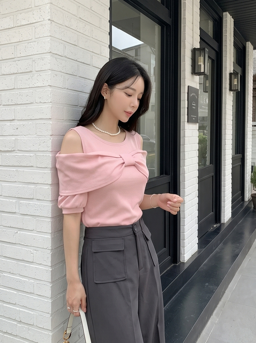 リボンオフショル半袖Tシャツ | DHOLIC | 詳細画像6