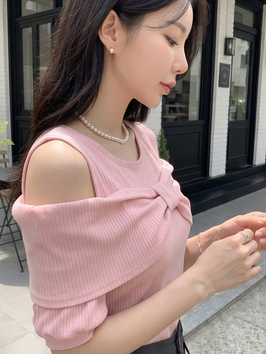 リボンオフショル半袖Tシャツ | DHOLIC | 詳細画像9