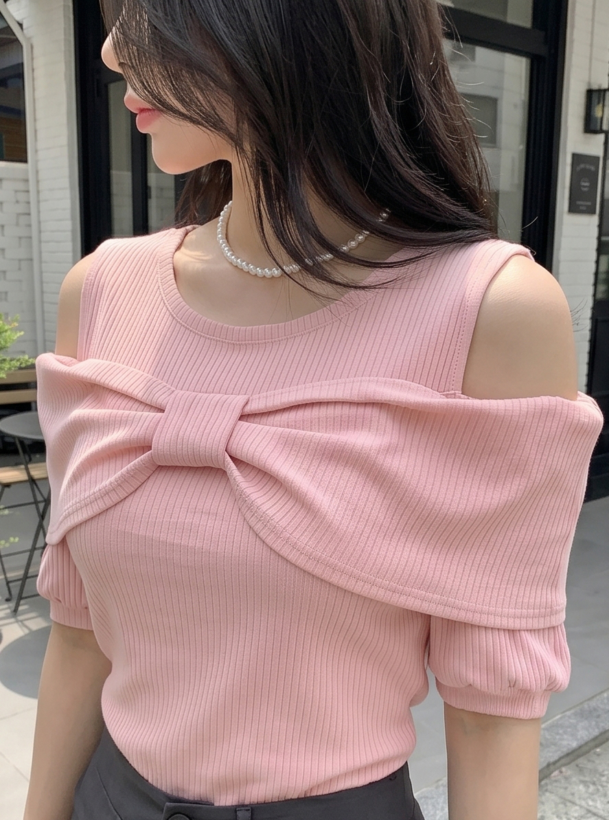 リボンオフショル半袖Tシャツ | DHOLIC | 詳細画像11