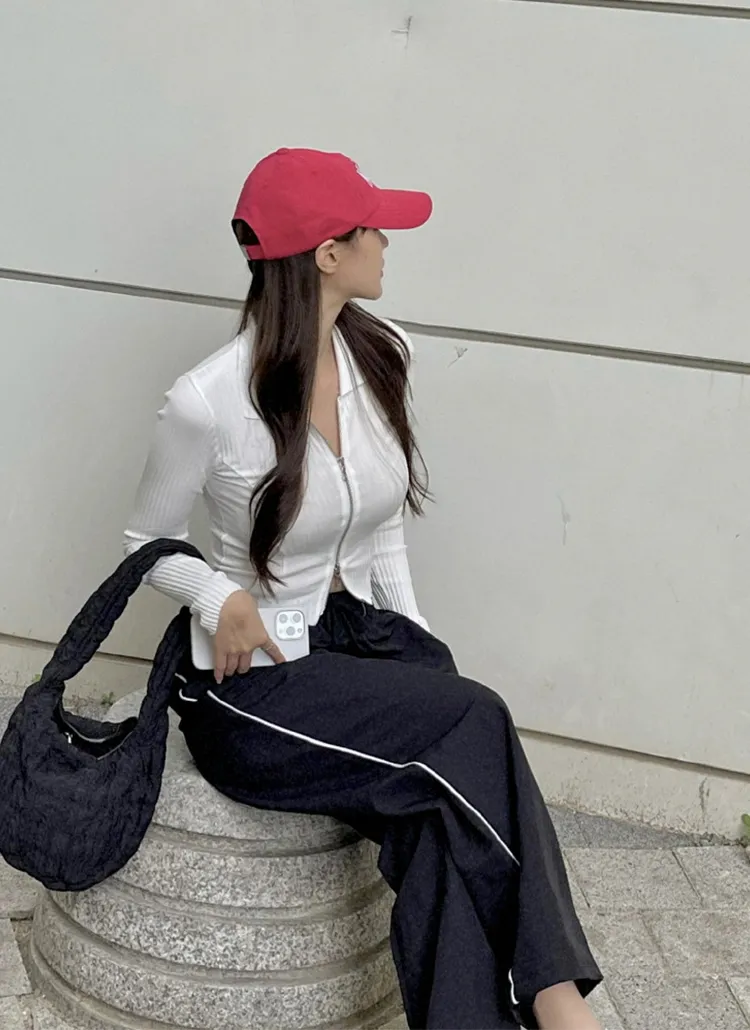 カラーWジップリブ長袖Tシャツ | yefit | 詳細画像1