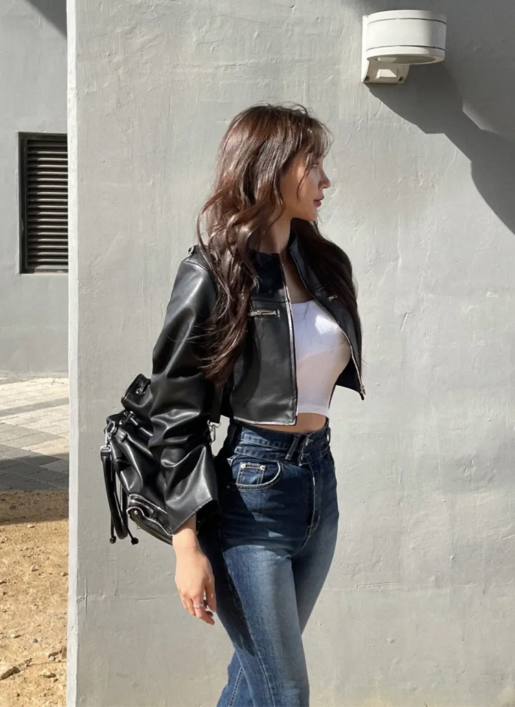 ボア裏地エコレザーショートジャンパー | yefit | 詳細画像1