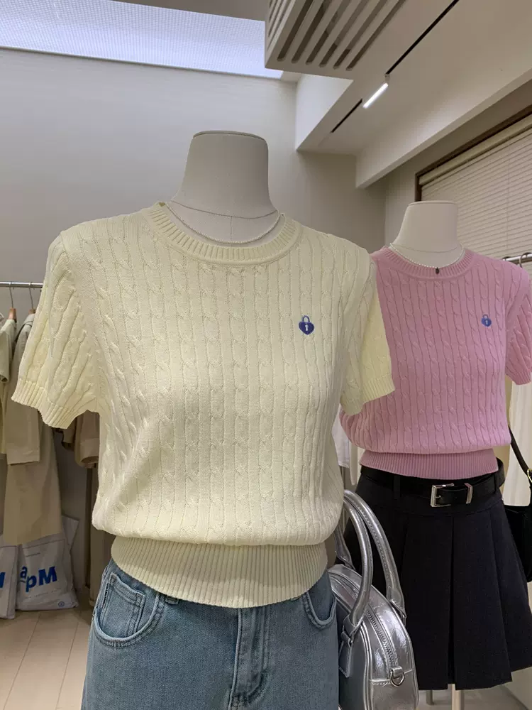 刺繍ロゴ半袖ケーブルニット | 詳細画像7