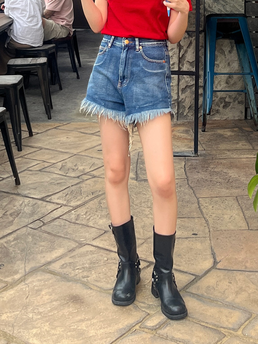 Vカットフリンジデニムショートパンツ | 詳細画像6