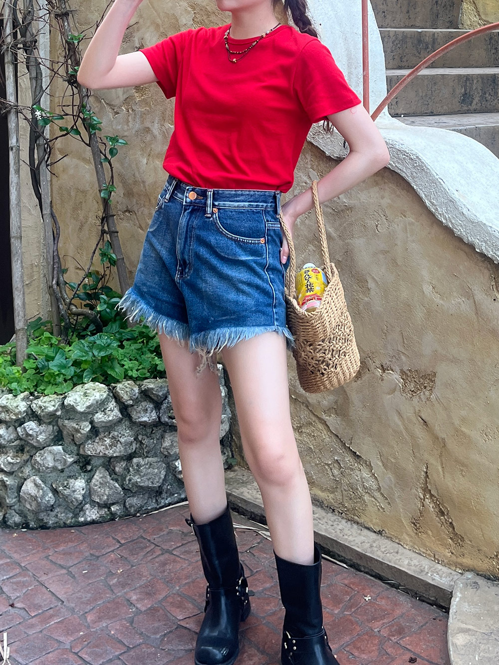 Vカットフリンジデニムショートパンツ | 詳細画像10