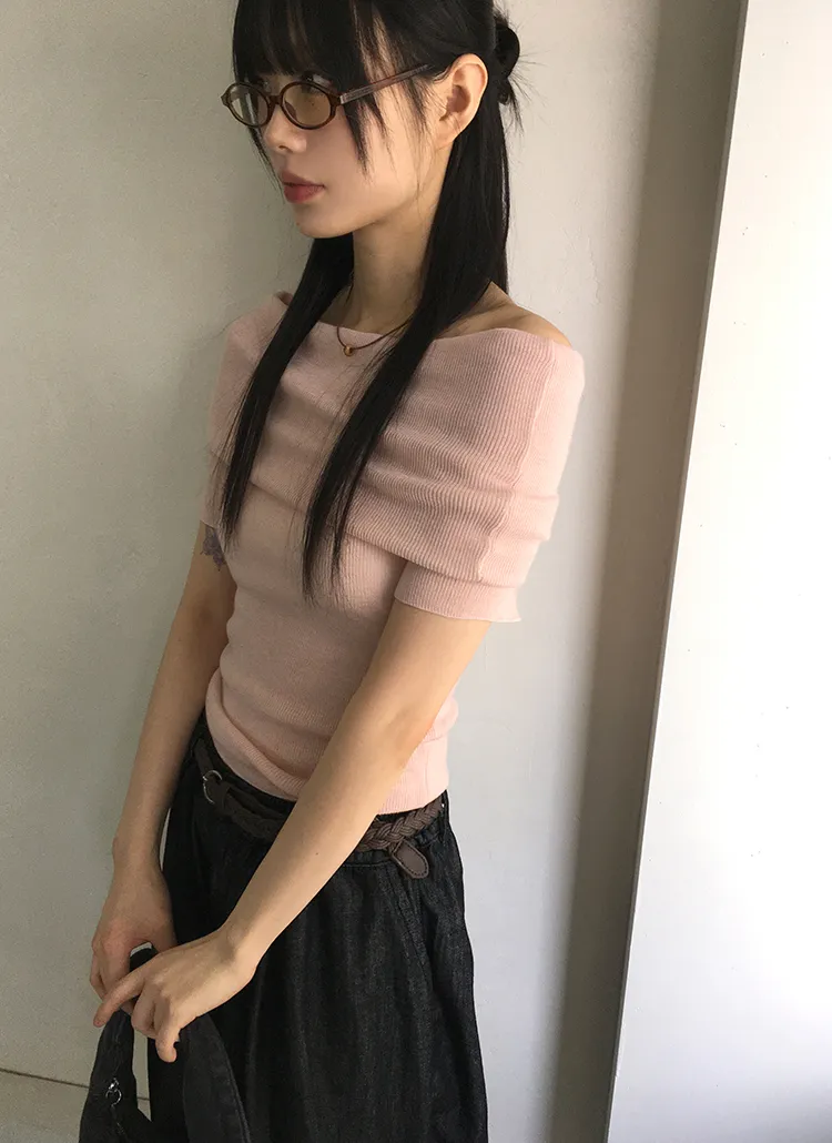 シャーリングオフショルニット | WONDERWONDER | 詳細画像1