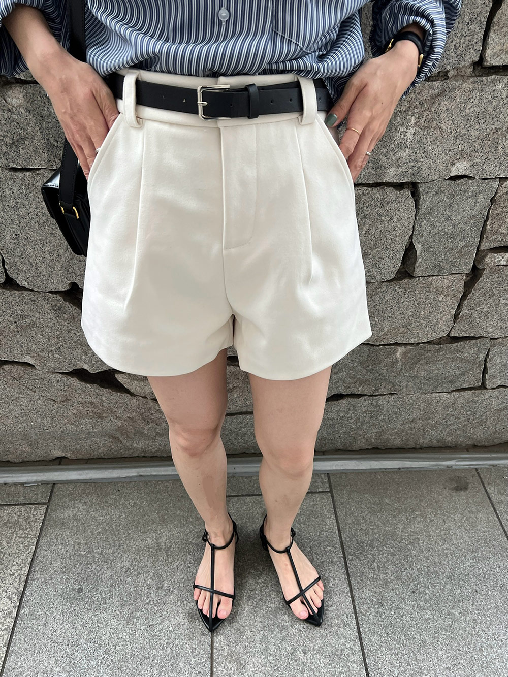 ベルト付タックショートパンツ | レディースファッション通販