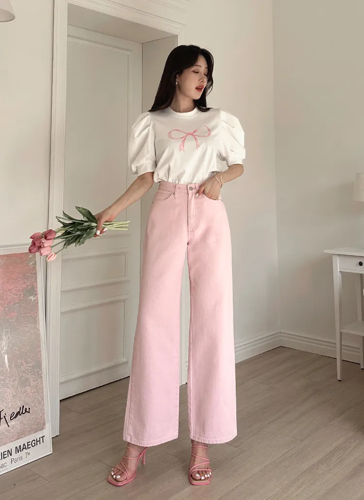 カラーワイドロングデニムパンツ | binsholic | 詳細画像1