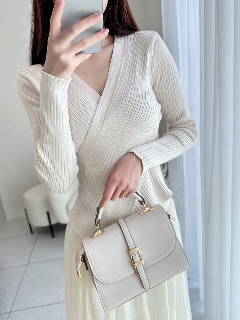 クロスVネックニット&シフォンフレアスカートSET | 詳細画像13