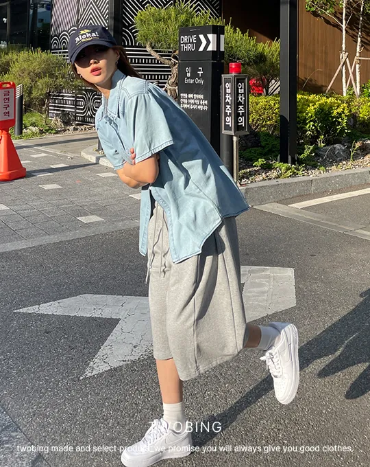 Y2Kハーフワイドスウェットパンツ | twobing | 詳細画像2