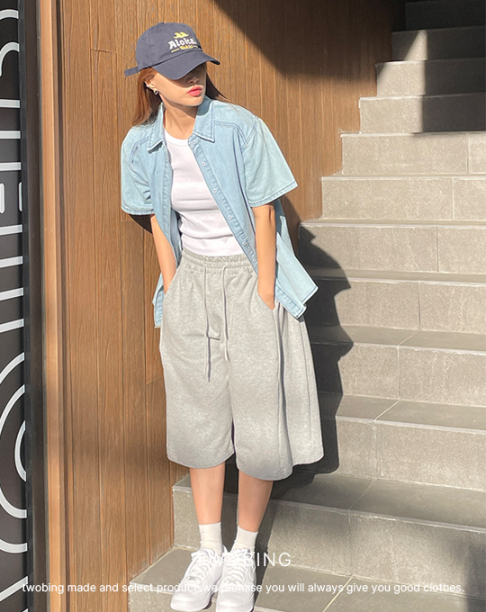 ALMA y2kワイドハーフパンツ Y2Kハーフワイドスウェットパンツ | レディースファッション通販