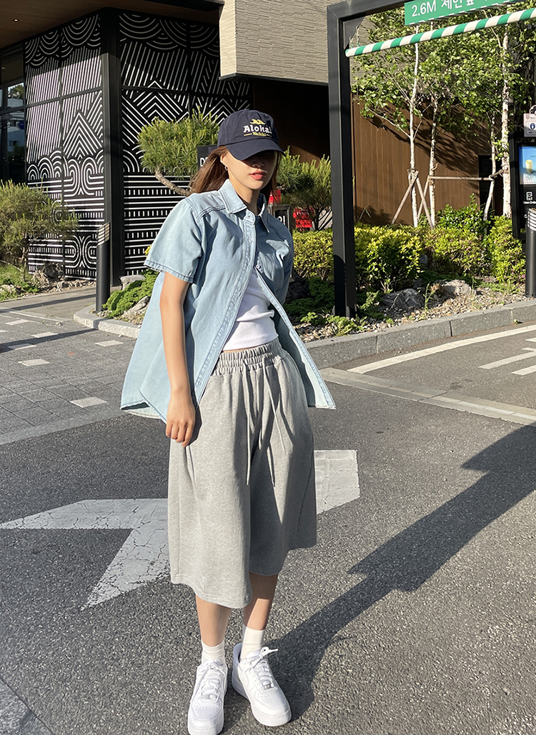 Y2Kハーフワイドスウェットパンツ | レディースファッション通販