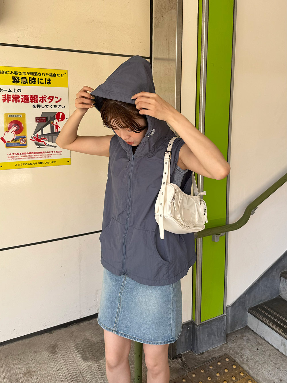 フードナイロンフードジップベスト | 詳細画像2
