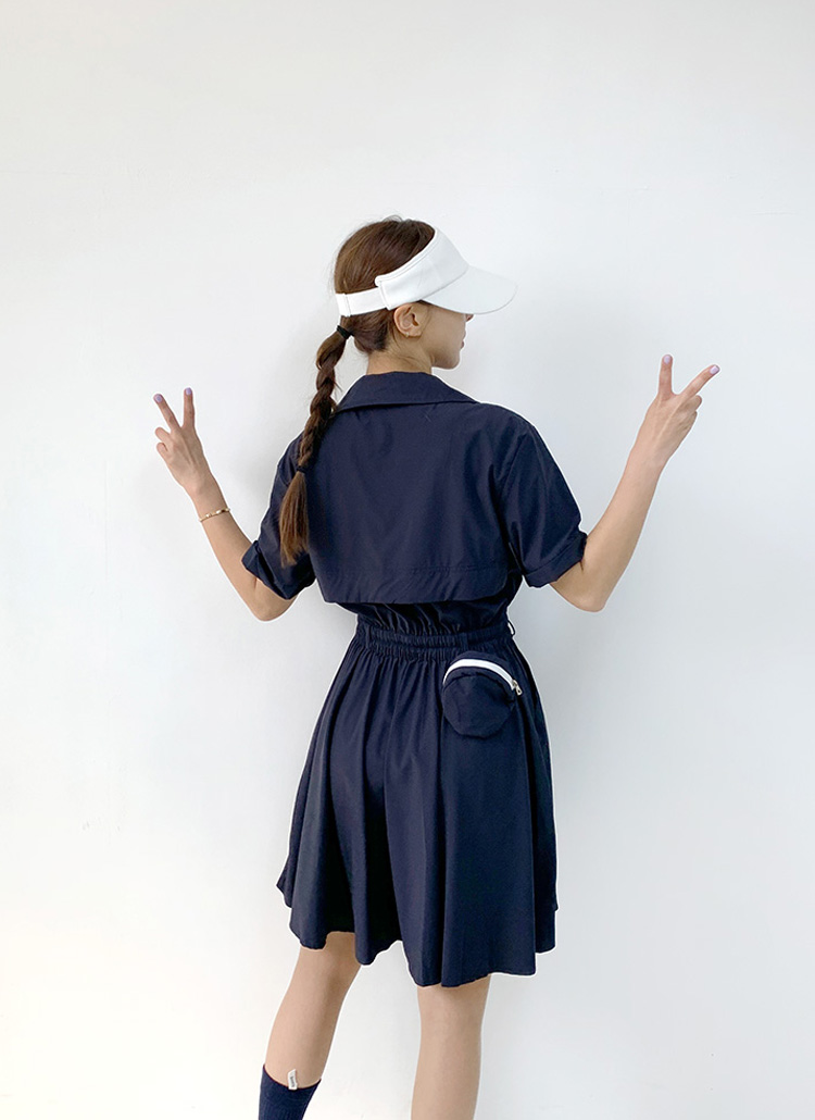 25SS】WOMEN オープンカラーワンピース ブラック ゴルフウェア 2025年