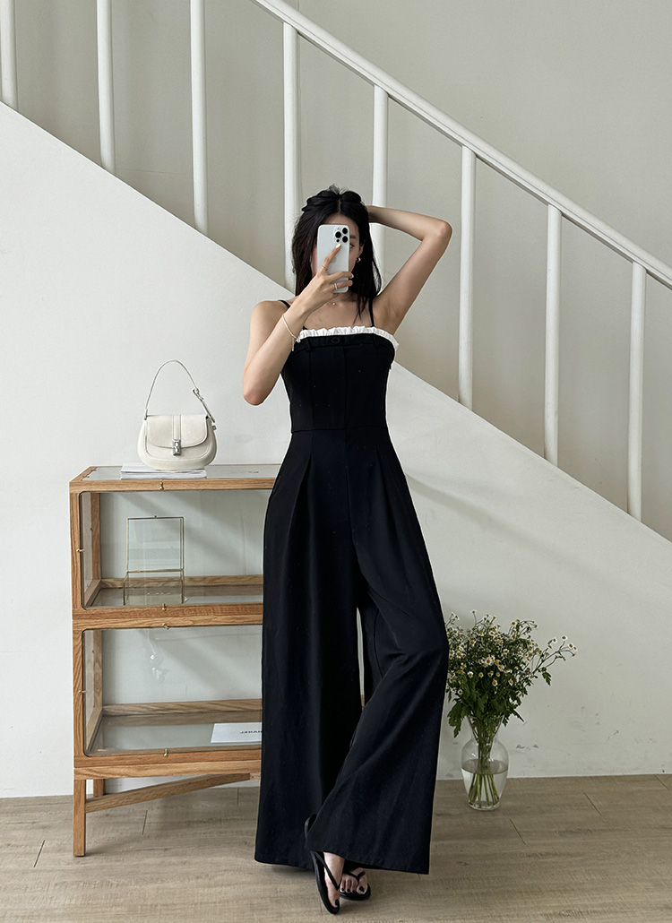 フリル配色タックキャミオールインワン | レディースファッション通販