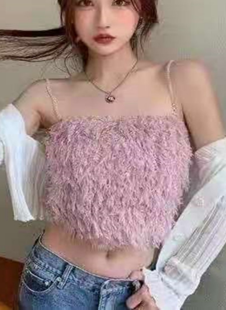 チェーンストラップエコファーキャミソール | レディースファッション