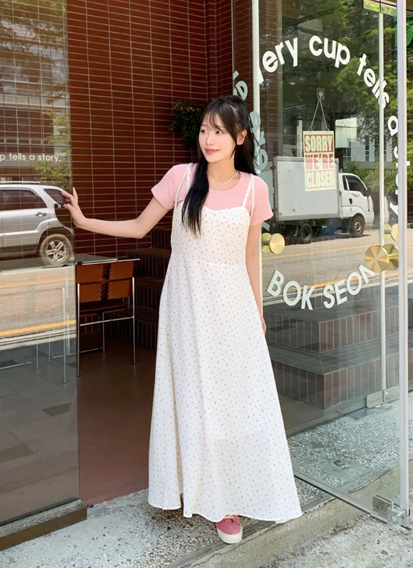 小花柄フレアビスチェロングワンピース | 66girls | 詳細画像1