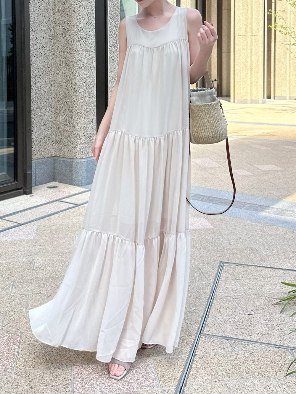 ロングシフォンノースリワンピース | 詳細画像5