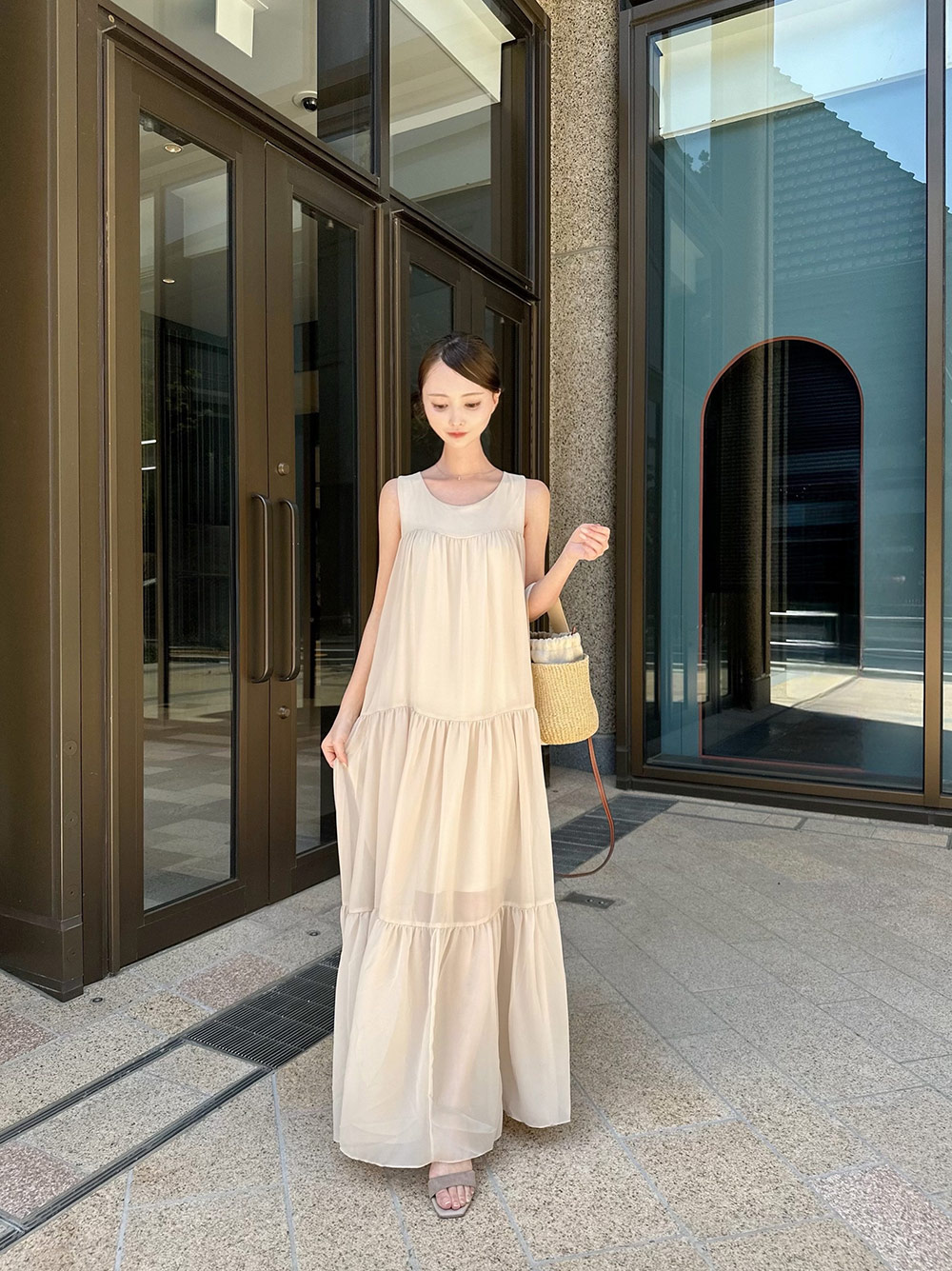 ロングシフォンノースリワンピース | 詳細画像7