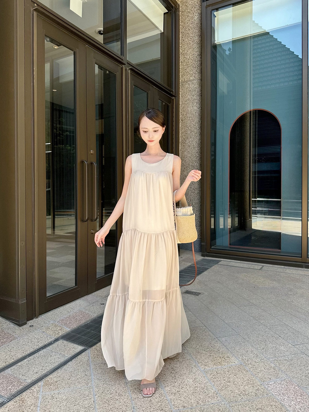 ロングシフォンノースリワンピース | 詳細画像10