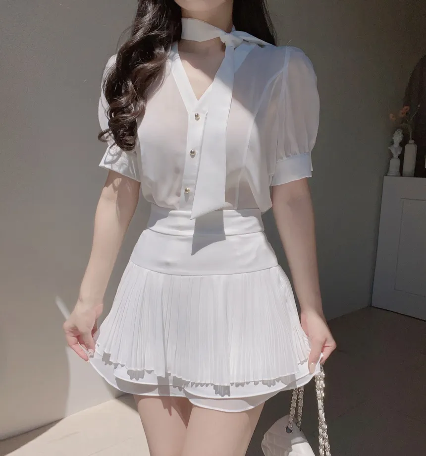 ハーフプリーツシフォンミニスカート | レディースファッション通販