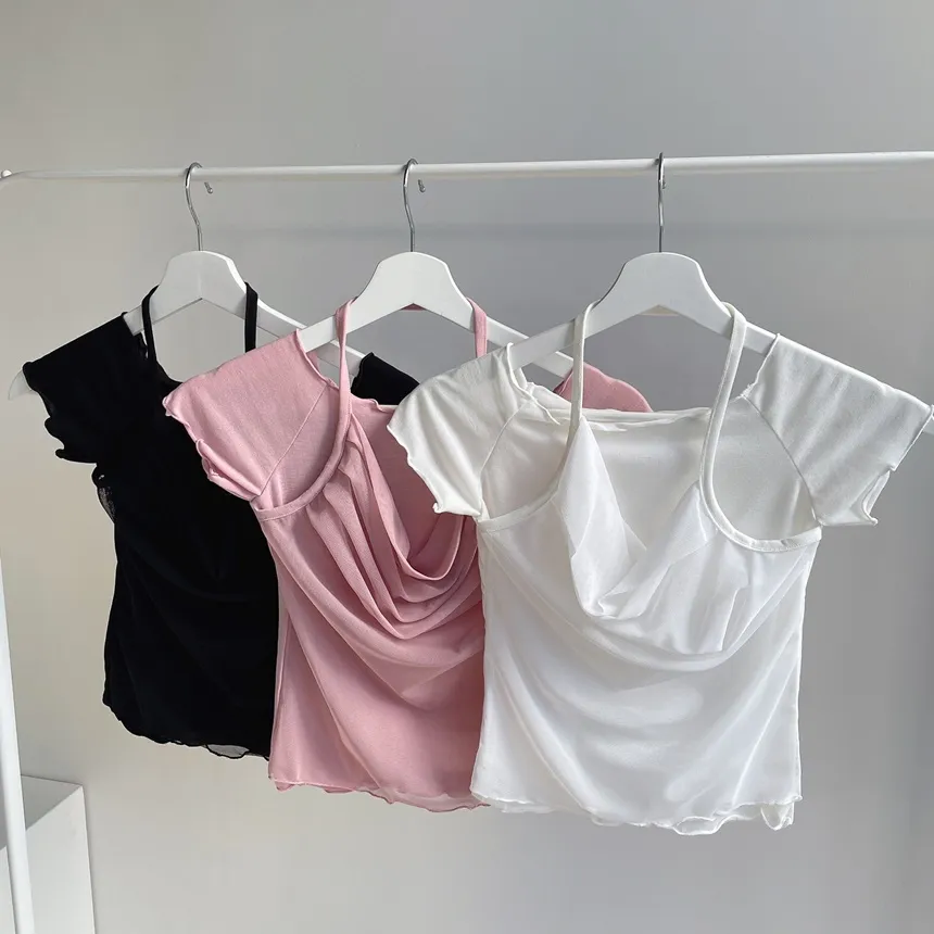 ドレープホルターオフショル半袖Tシャツ | mirangmirang | 詳細画像12