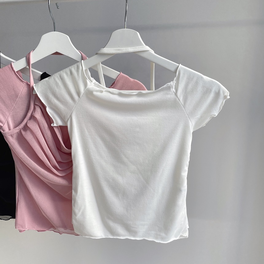 ドレープホルターオフショル半袖Tシャツ | mirangmirang | 詳細画像15