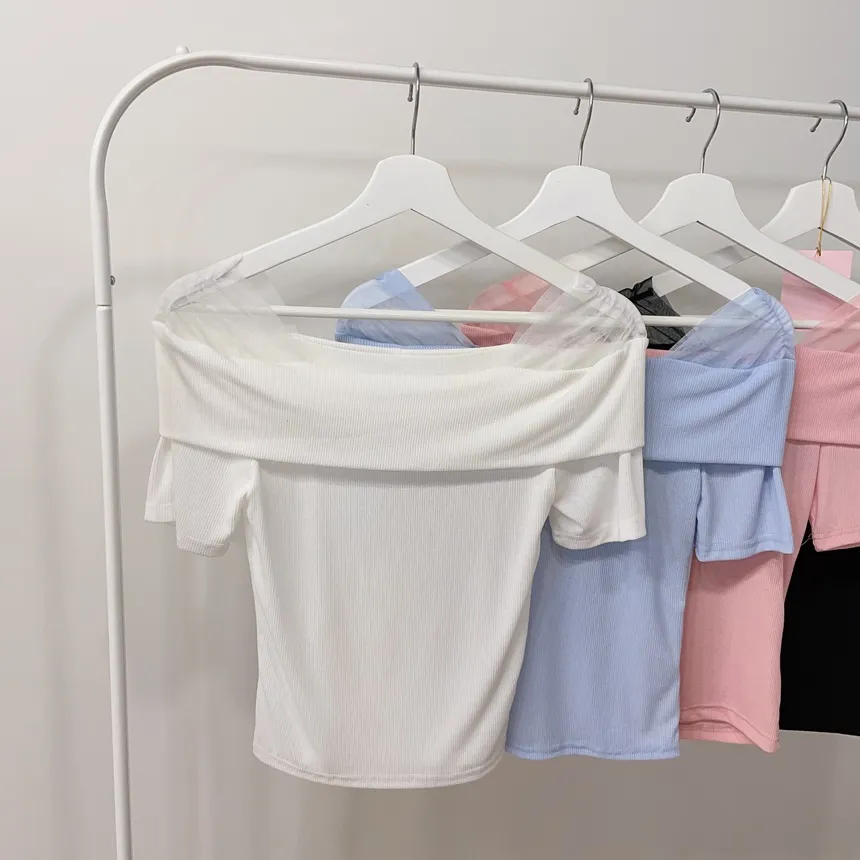 シースルーショルダー半袖Tシャツ | mirangmirang | 詳細画像23