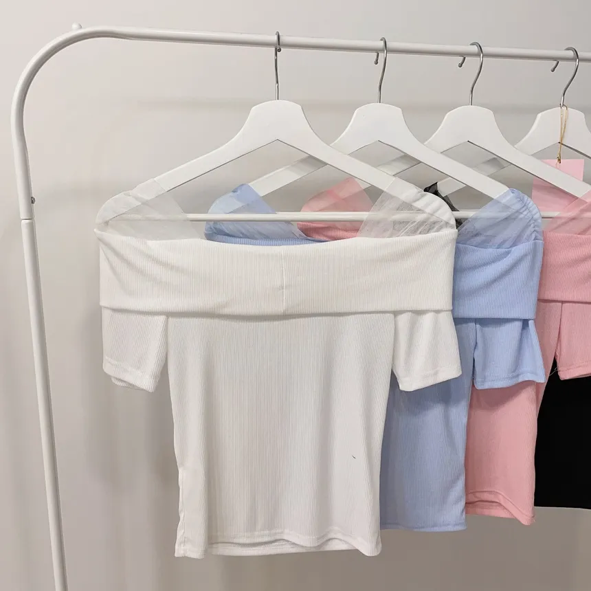 シースルーショルダー半袖Tシャツ | mirangmirang | 詳細画像24