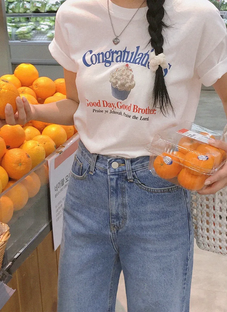 カップケーキレタリング半袖Tシャツ | naturalmind | 詳細画像1