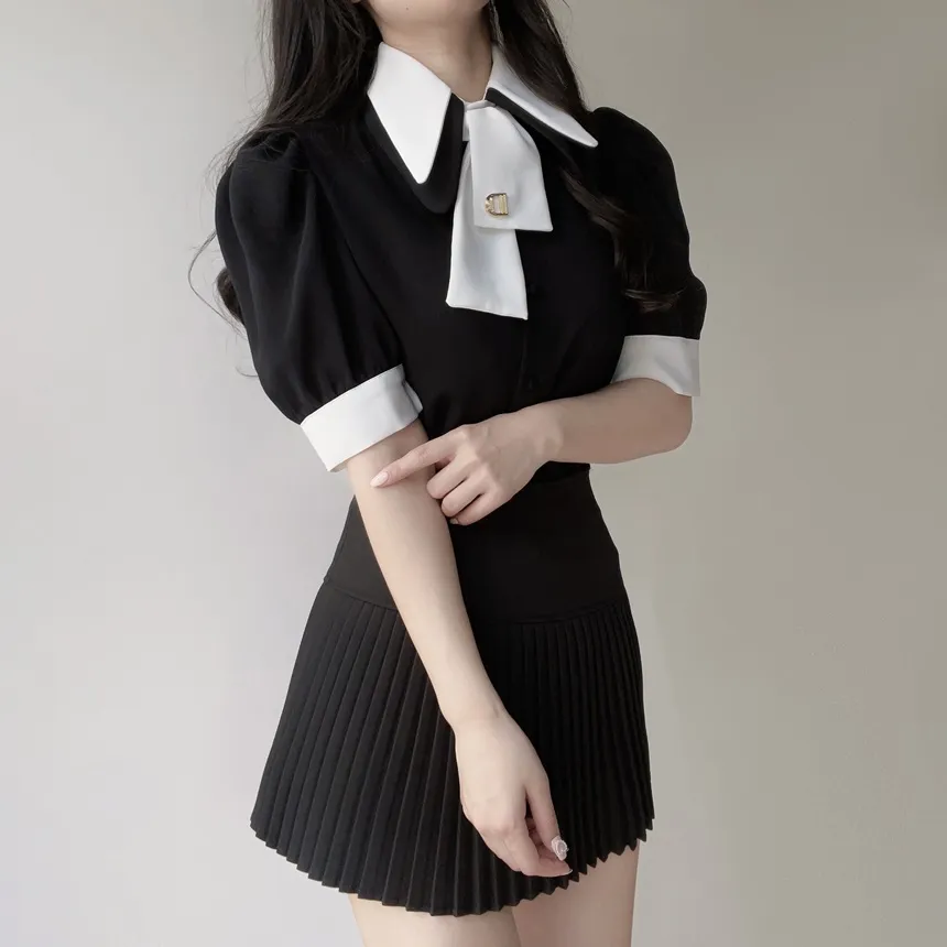 ゴールドポイントハーフプリーツミニスカート | mirangmirang | 詳細画像32