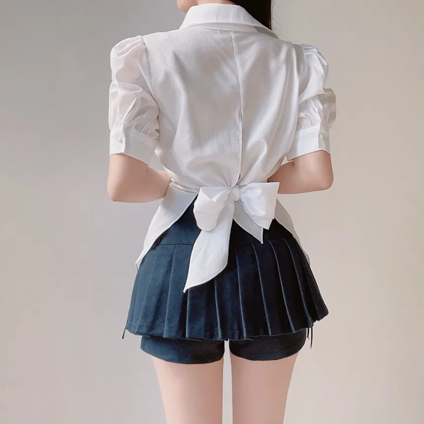 サイドリボンアイレットプリーツスカートパンツ | mirangmirang | 詳細画像3