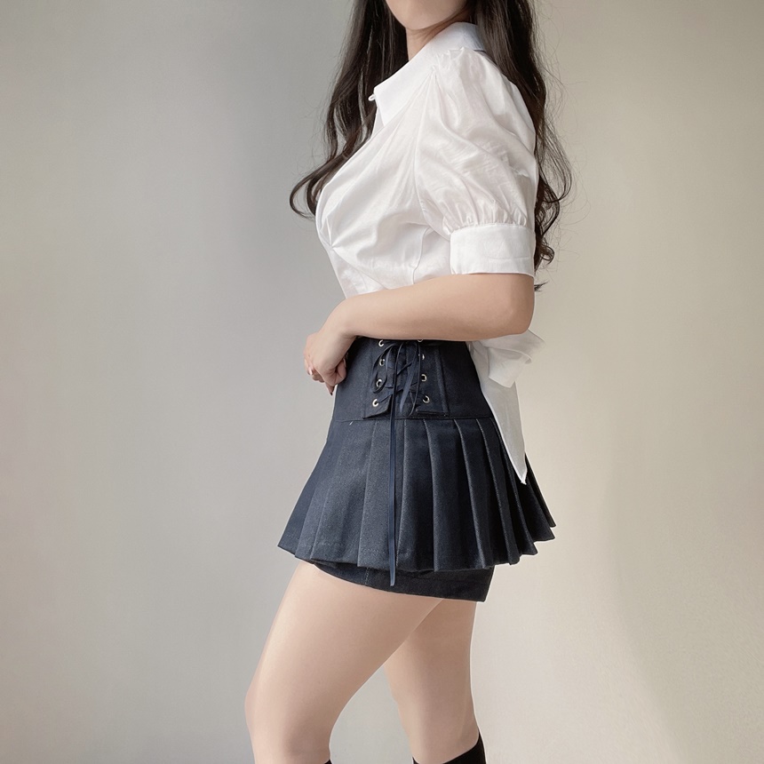 サイドリボンアイレットプリーツスカートパンツ | mirangmirang | 詳細画像8