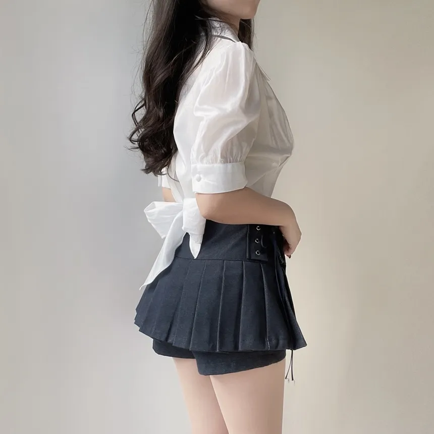 サイドリボンアイレットプリーツスカートパンツ | mirangmirang | 詳細画像12
