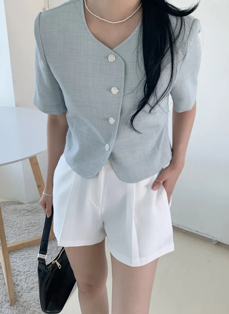ノーカラーサマー半袖ツイードジャケット | SHOWNROOM | 詳細画像1