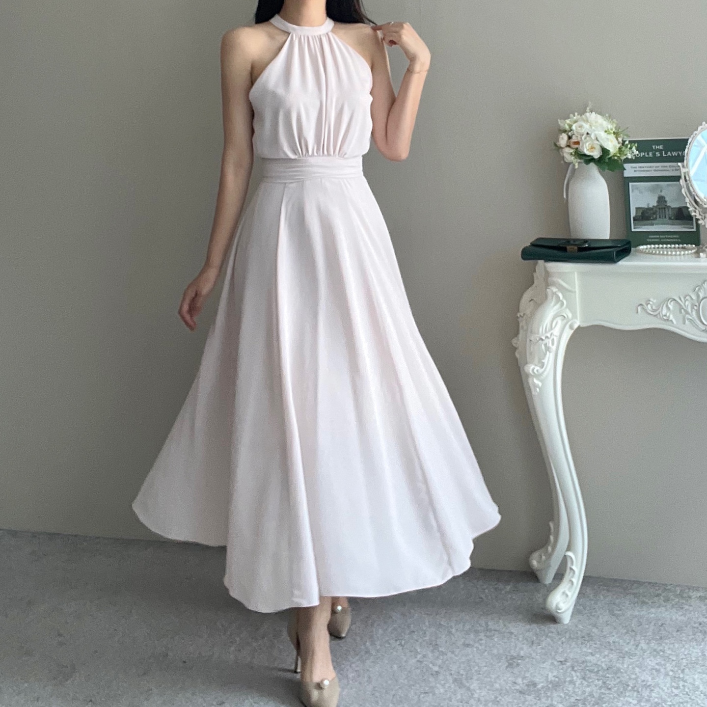 スカーフホルターネックロングワンピース | レディース