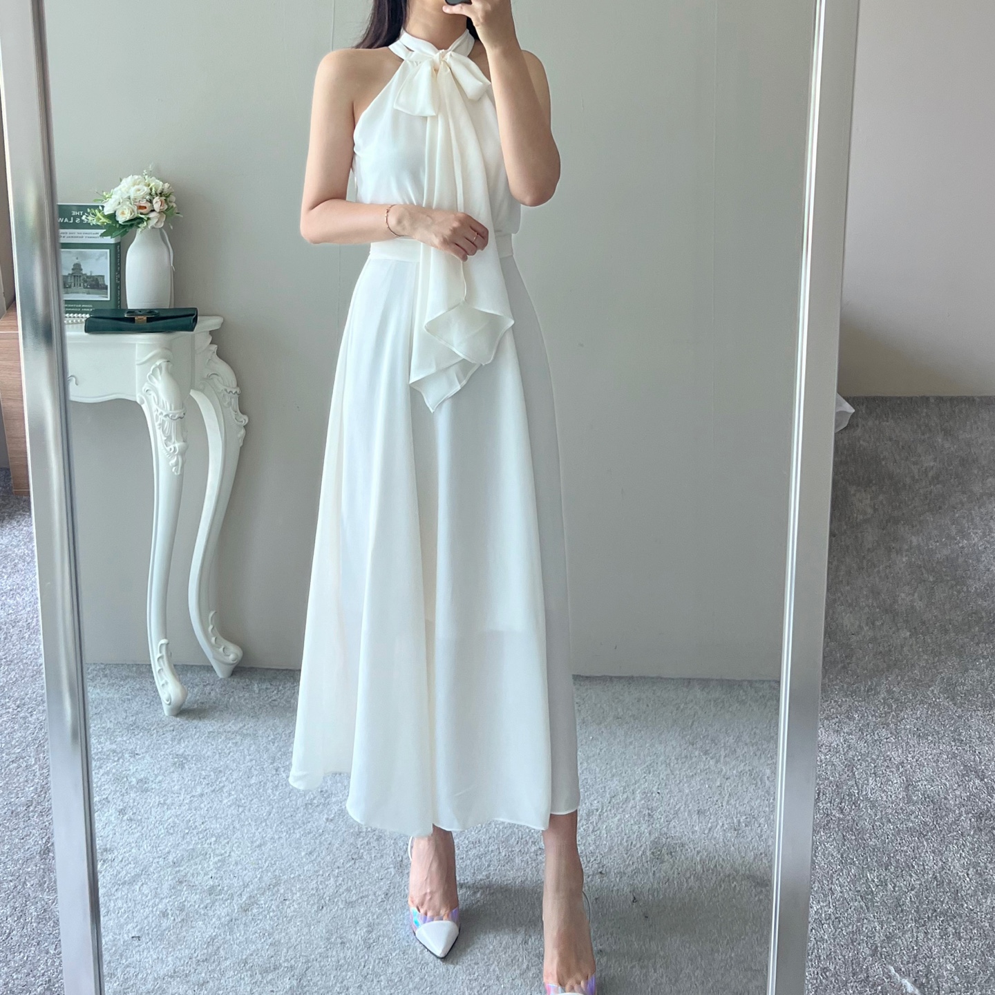 スカーフホルターネックロングワンピース | レディースファッション