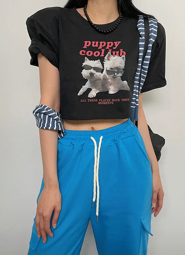 サングラスドッグクロップド半袖Tシャツ | SSENUNNI | 詳細画像1