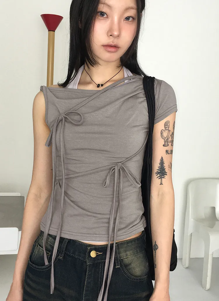 ドレープストラップTシャツ | WONDERWONDER | 詳細画像1
