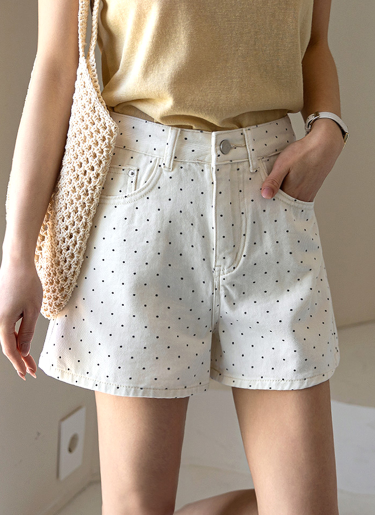 ミニドットハイウエストショートパンツ | レディースファッション通販