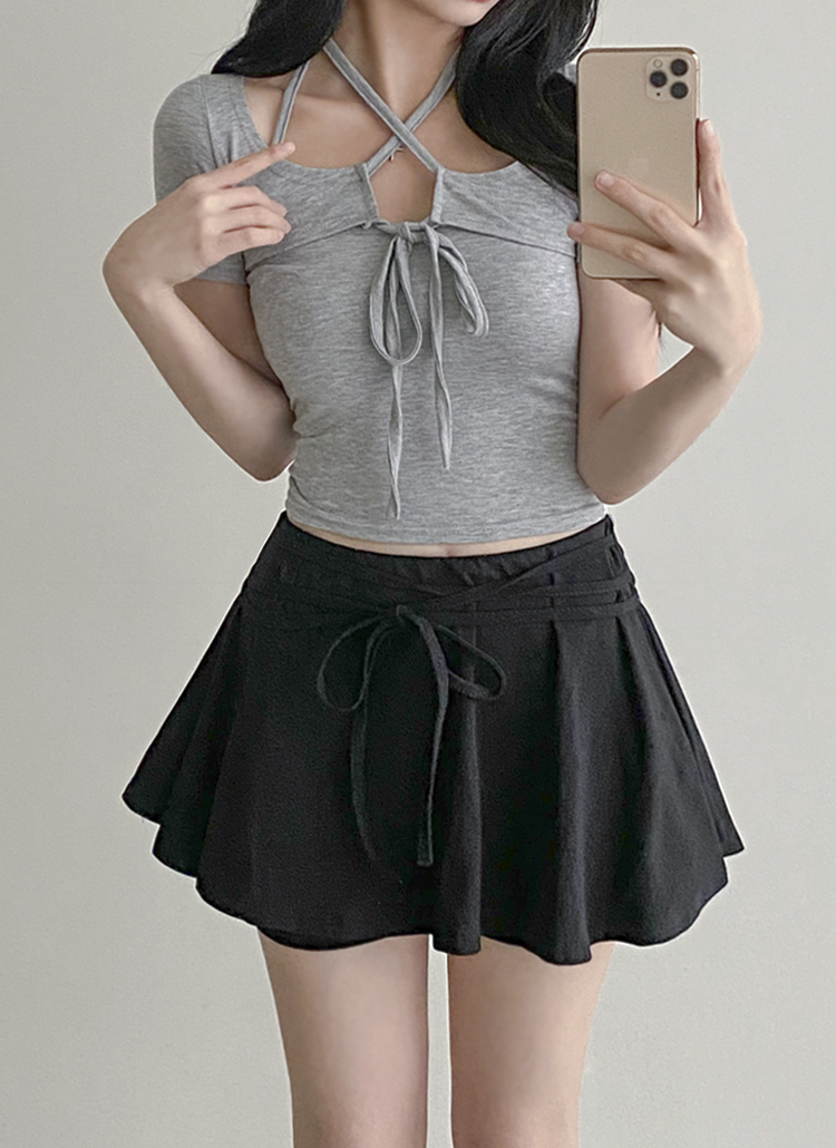 ホルターネックキャミ&ストラップショート半袖TシャツSET