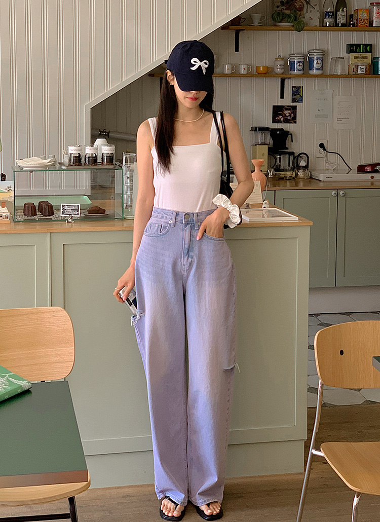 ワイドデニム ピンク ウォッシュド サイドポケット ロング 韓国 35cfa999498d5cd14ee01c92a75cda