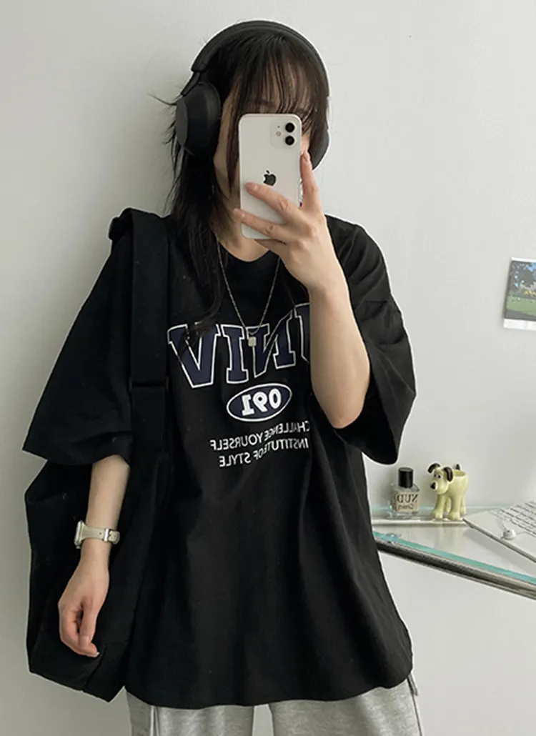 オーバーレタリングプリントTシャツ | hijjoo | 詳細画像1