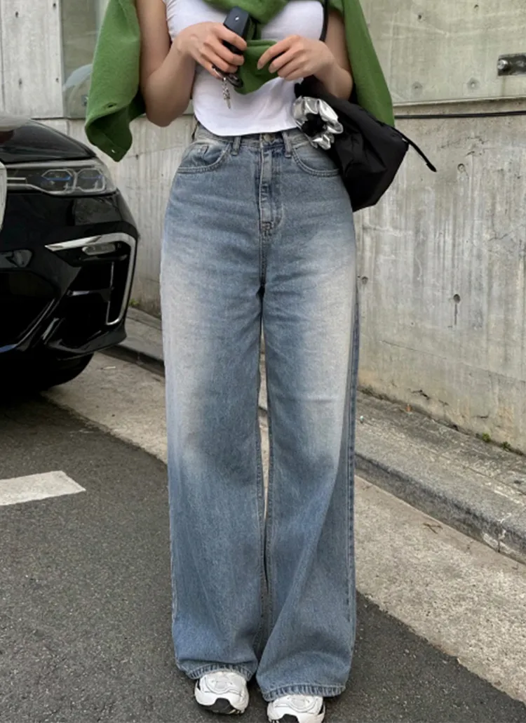 ハイウエストロングデニムパンツ | yefit | 詳細画像1