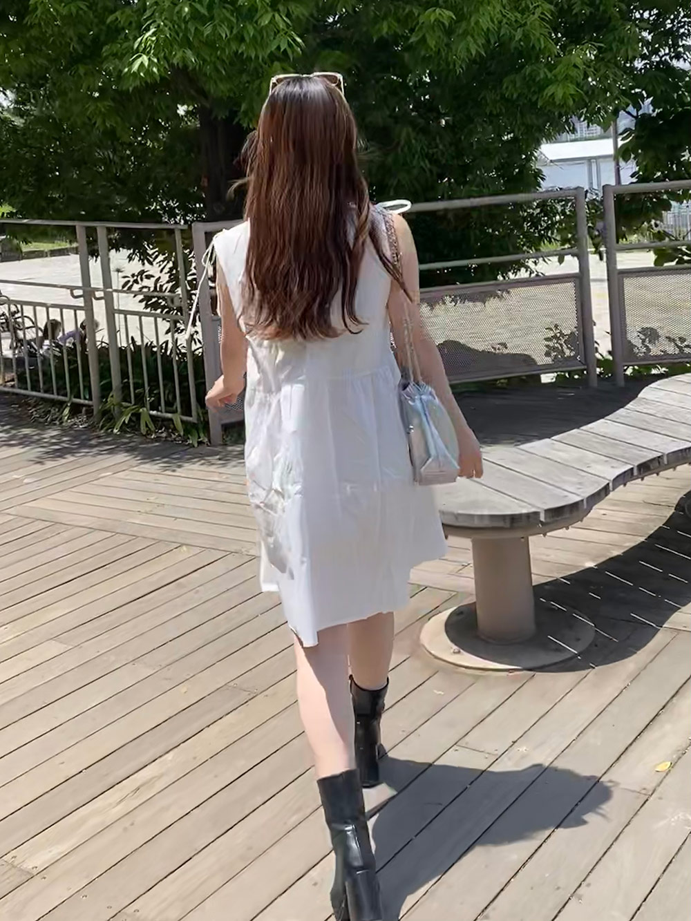 ノースリーブ肩リボンティアードミニワンピース | 詳細画像17