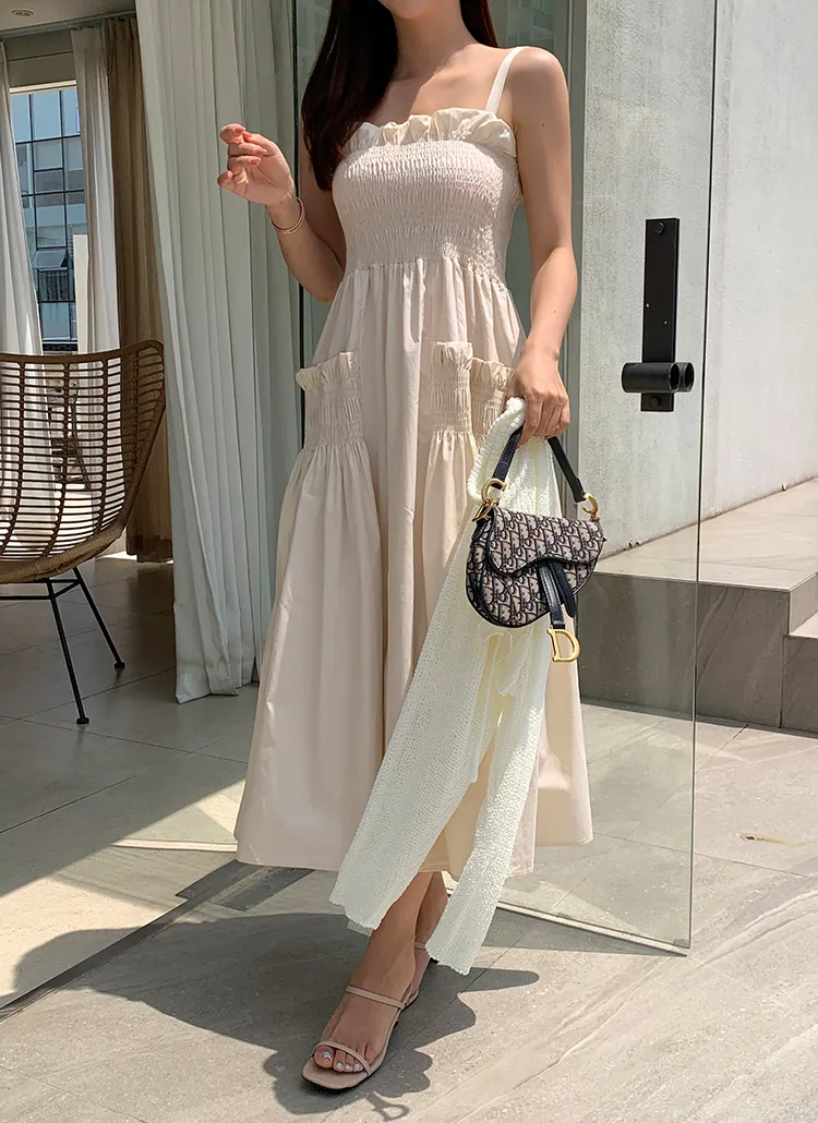 新品タグ付》BEARDSLEY/ビアズリー リネンギンガムキャミワンピース F  